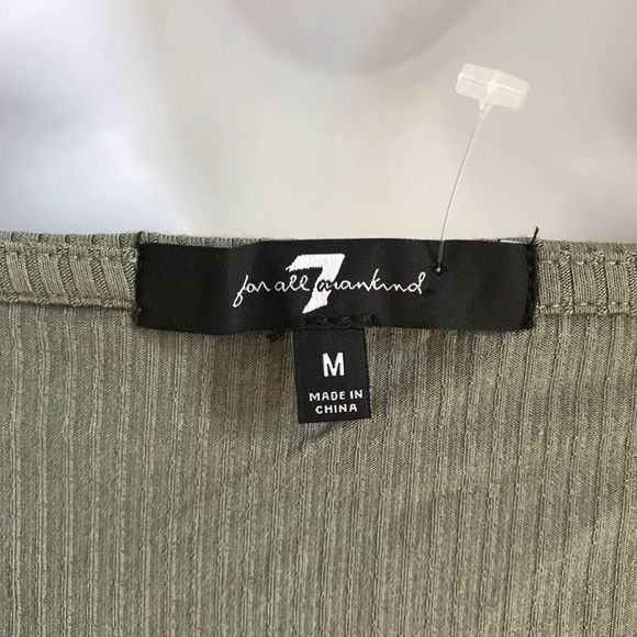 7 ForAll Mankind Light Olive Cutout Front Ribbed Knit Long Sleeves Top Sz M NEW - Picture 9 of 10